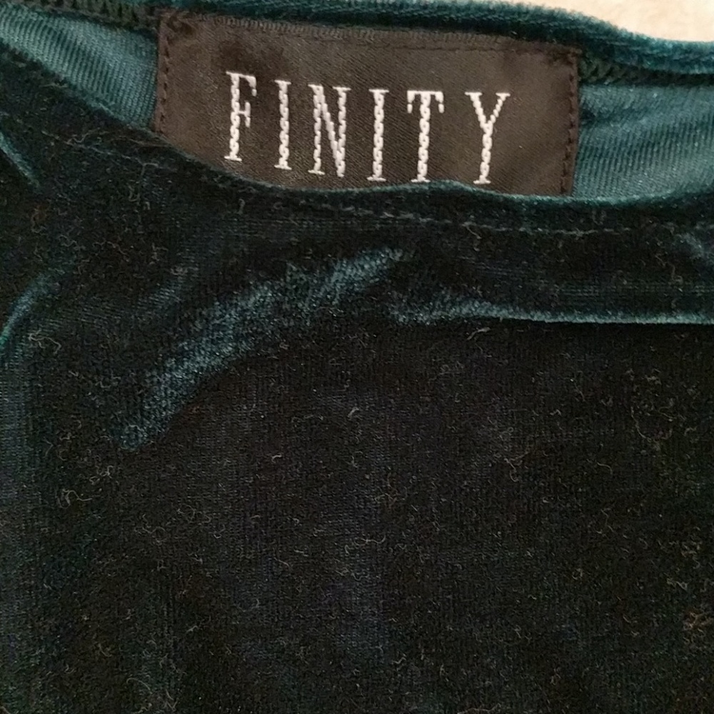 Finity emerald green velour two piece pants suit